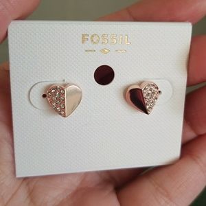 Fossil Rose Gold heart Earrings/ Studs